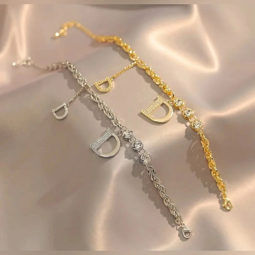 New Classic D-Letter Bracelet Zircon Gold  Fashion Luxury Jewelry - Picture 3 of 3